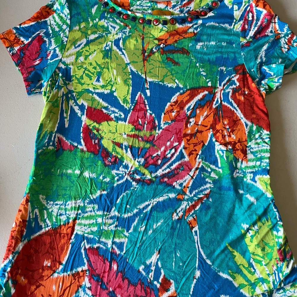 Ruby Rd tropical print top - size medium